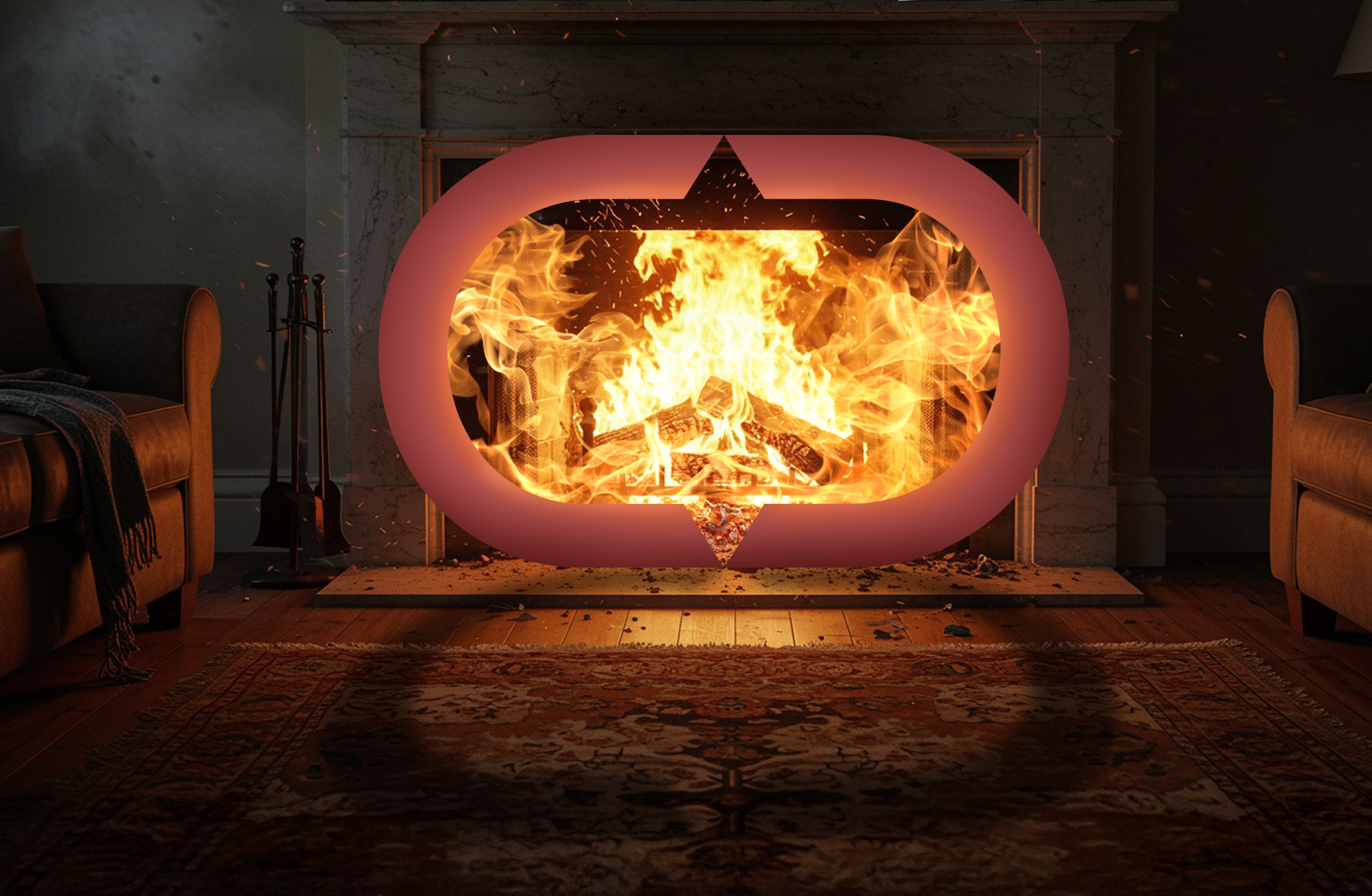 Fire ablaze in a fireplace